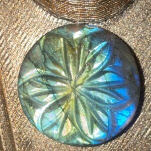 Antique-Style Floral Carved labradorite stone